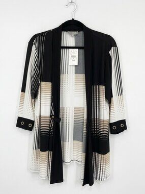 Laura Plus NWT Geometric Open-Front Duster Cardigan Topper - Size 1X